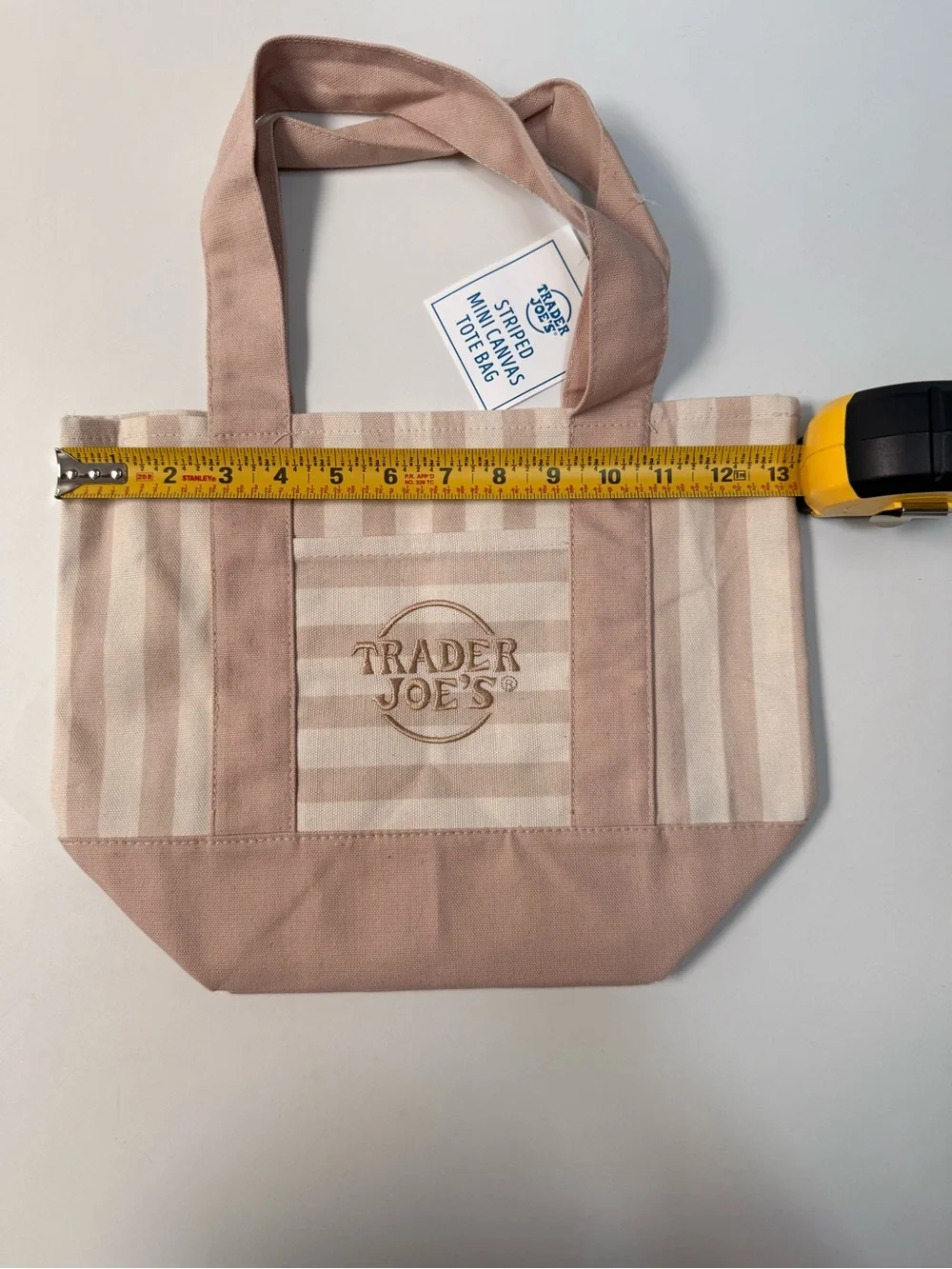 Trader Joe's Pink Stripe Canvas Mini Tote